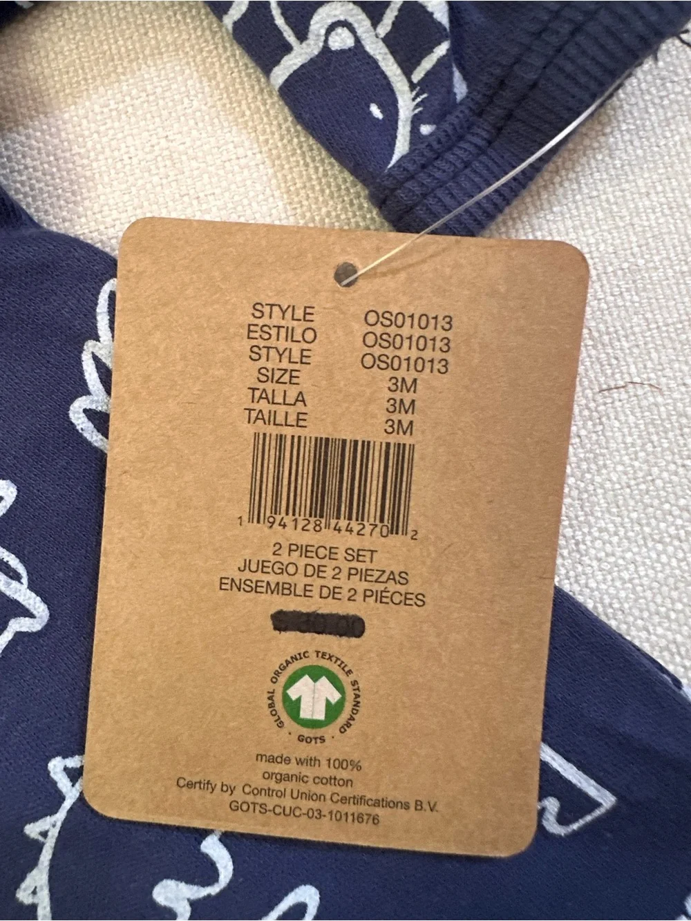 Sterling Baby Navy Organic Cotton Footie with Lion & Crocodile Print